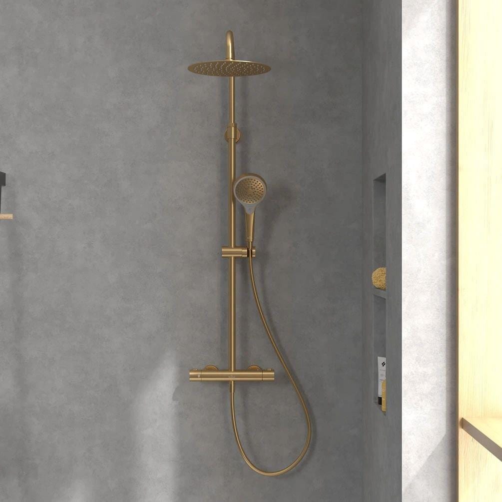 Villeroy & Boch Exposed Shower Set Villeroy & Boch Verve Exposed Shower Valve Set with Adjustable Riser, Fixed Head and Handset