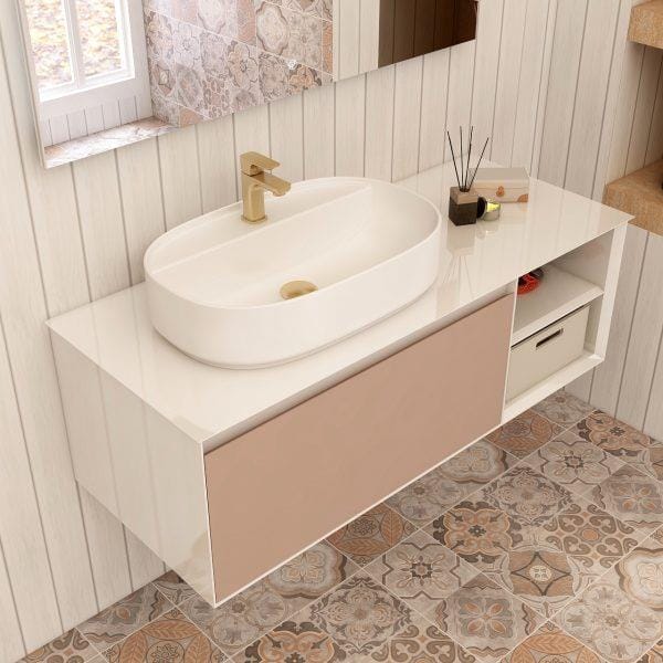 Imex Wall Mounted Vanity Unit Imex Essence Wall Mounted 1200mm Single Drawer Vanity Unit with Worktop and 1 Tap Hole Basin