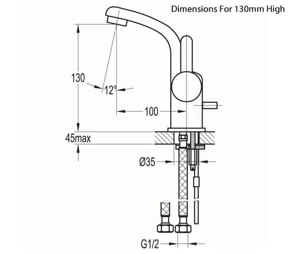 Flova Mono Basin Tap Flova Essence Basin Mixer Tap with Clicker Waste in Diamond Chrome