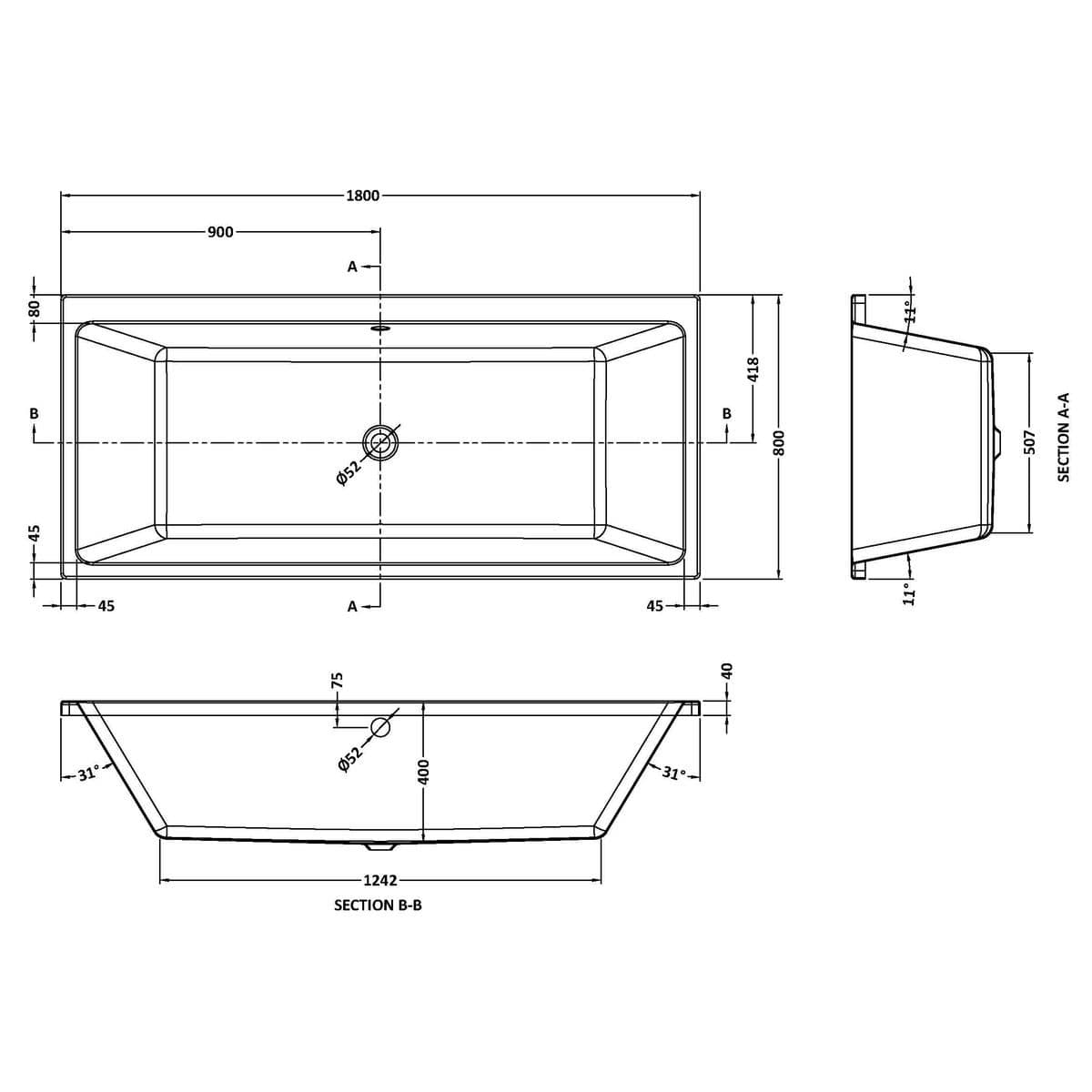 Aquarius Bathrooms Double Ended Bath Aquarius Brenig Double Ended Bath With Legs Set