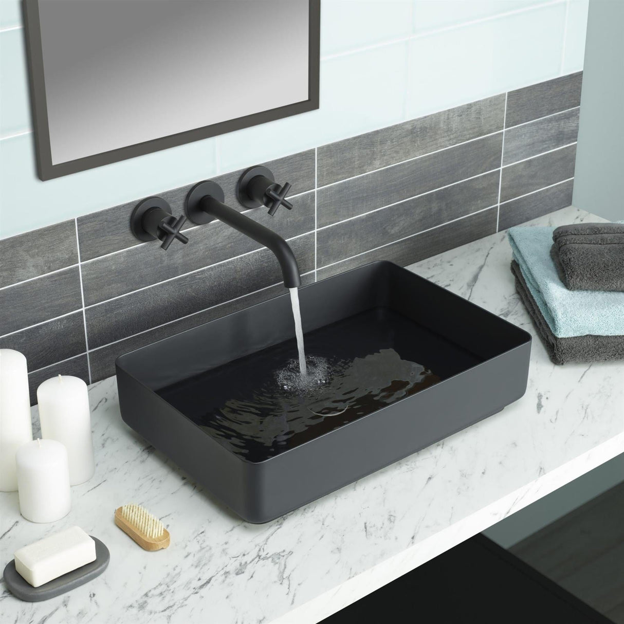 JTP Countertop Basin Matt Black JTP VOS Grade 316 Stainless Steel Rectangle Countertop Basin