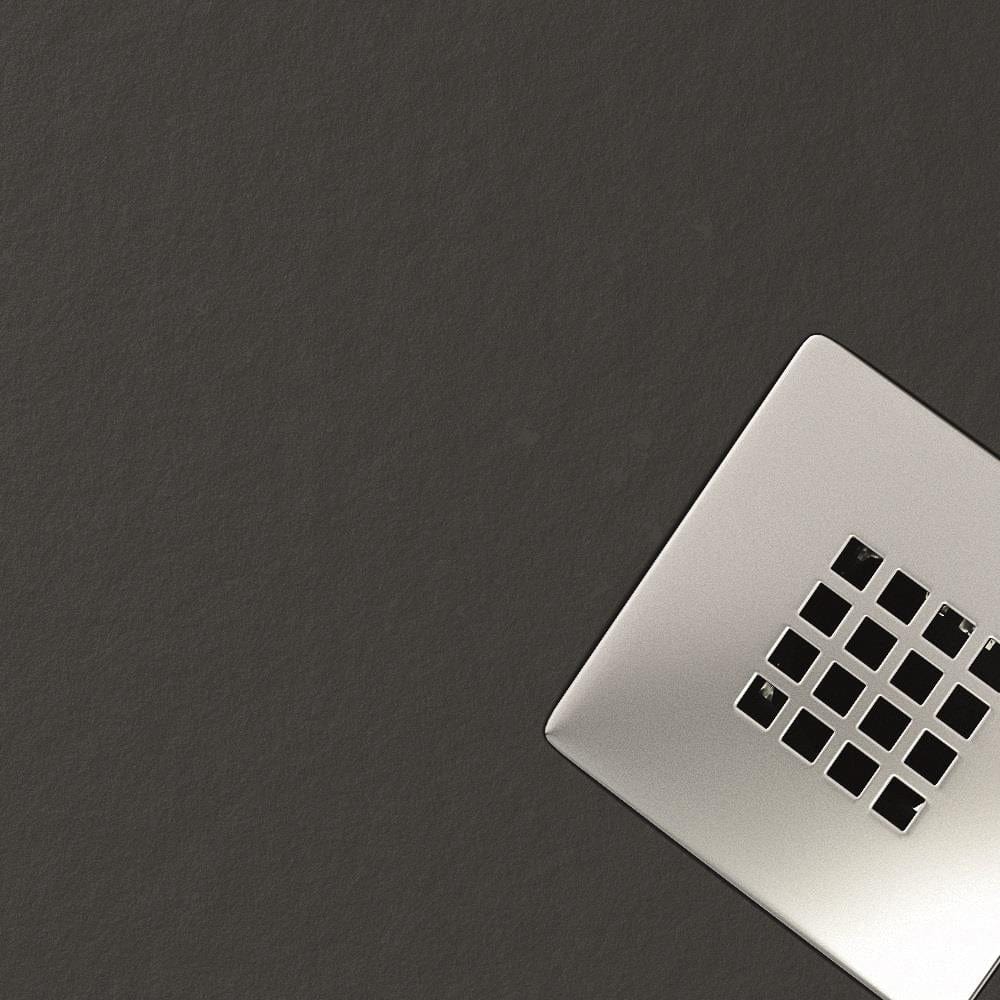 Aquarius Rectangle Shower Tray Aquarius Honiston Mineral Composite Slate Effect Shower Tray in Midnight Black