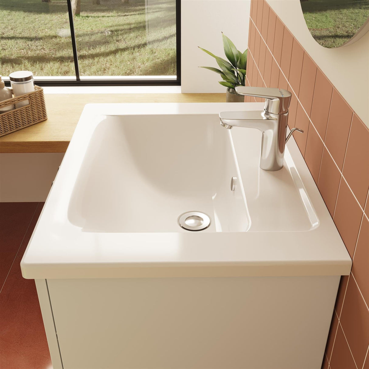 VitrA Root Classic Wall Mounted 2 Drawer 600mm Vanity Unit with One Tap Hole Basin