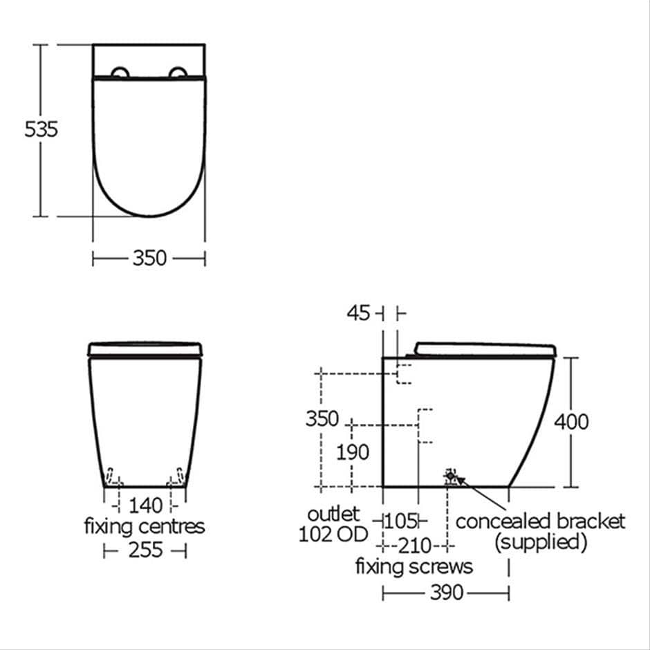 Ideal Standard Back to Wall Toilet Ideal Standard i.life O Back to Wall Rimless Toilet with HydroTwist Flush and Soft Close Seat