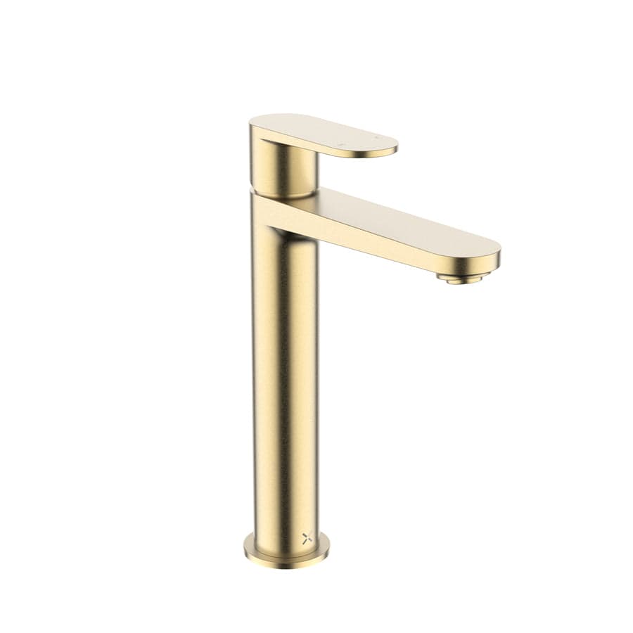 Crosswater Tall Basin Tap Brushed Brass Crosswater Drift Tall Mono Basin Mixer Tap with Clicker Waste