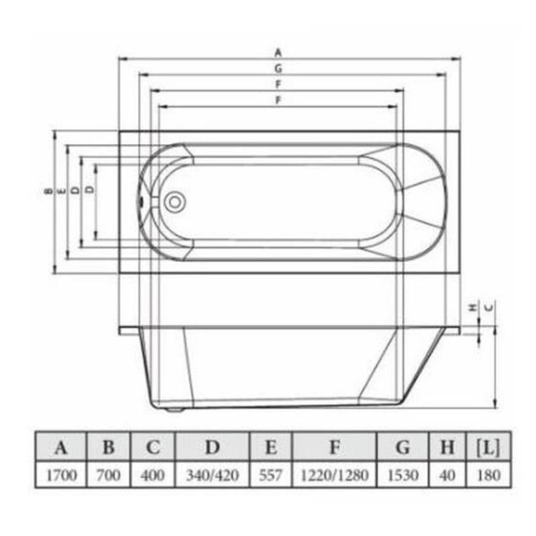 Aquarius Splash 1700mm x 700mm Single Ended Straight Bath