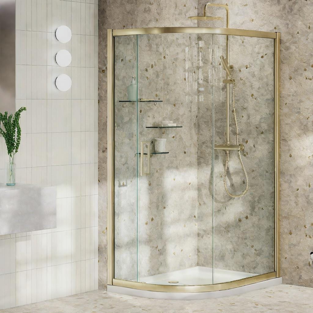 Aquarius Quadrant Shower Enclosure Brushed Brass / 1000mm x 800mm Aquarius Pluvia 8mm Quadrant Single Sliding Shower Door