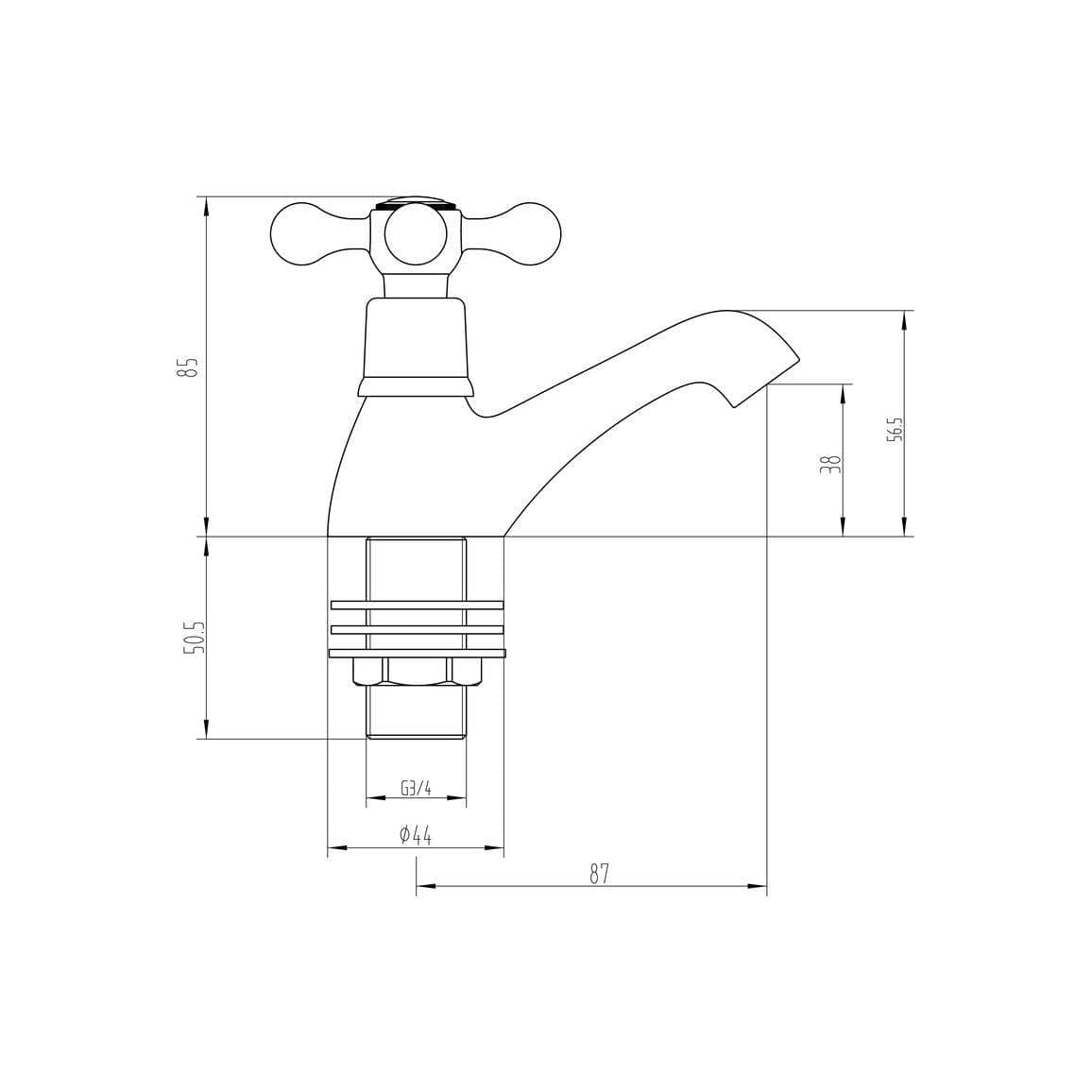 Aquarius Pillar Bath Tap Aquarius Timeless Crosshead Handle Bath Pillar Taps in Chrome