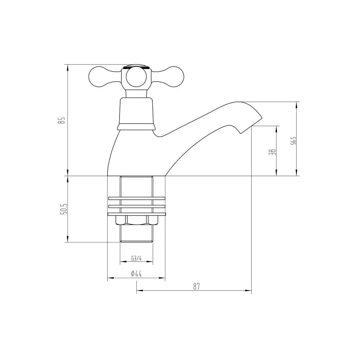 Aquarius Timeless Crosshead Handle Bath Pillar Taps in Chrome