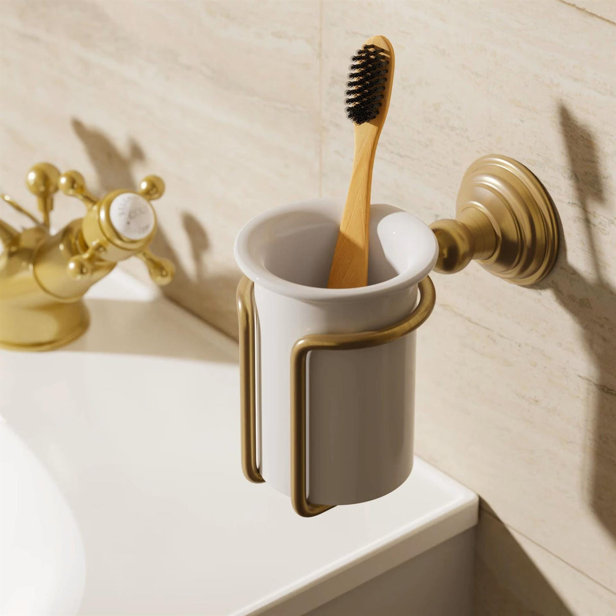 Crosswater Toothbrush Holder Brushed Brass Crosswater Belgravia Tumbler and Holder