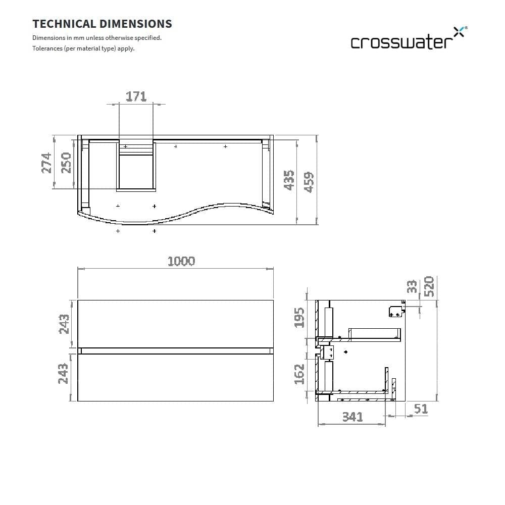 Crosswater Wall Mounted Vanity Unit Crosswater Svelte Wall Hung Vanity Unit with Basin