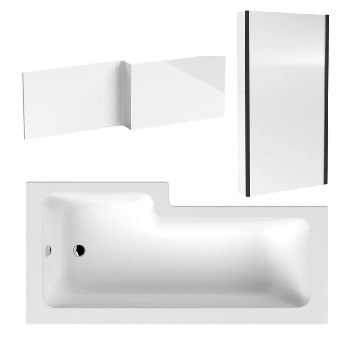Aquarius Bathrooms L-Shaped Shower Bath Aquarius Urbano L-Shape Square Shower Bath Pack with Screen and Panel
