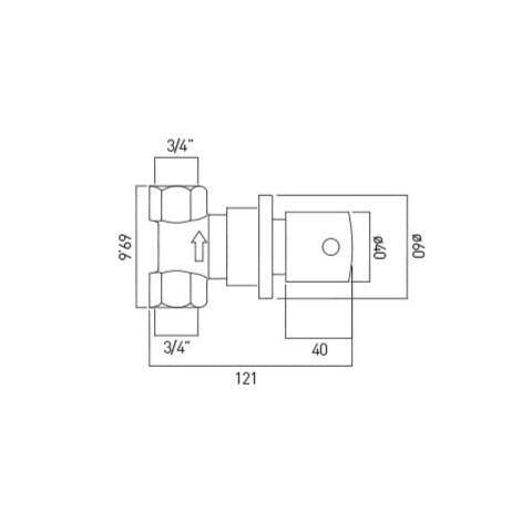 VADO Concealed Shower Valve Vado Zoo 3/4" Concealed Stop Valve in High Shine Polished Chrome Chrome