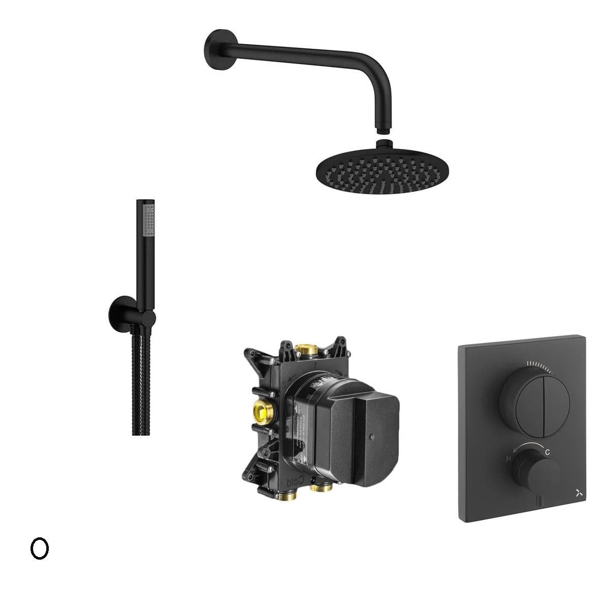 Crosswater Concealed Shower Set Matt Black / 200mm Shower Head Crosswater Crossbox Push 2 Button 2 Outlet Shower Bundle Version 2
