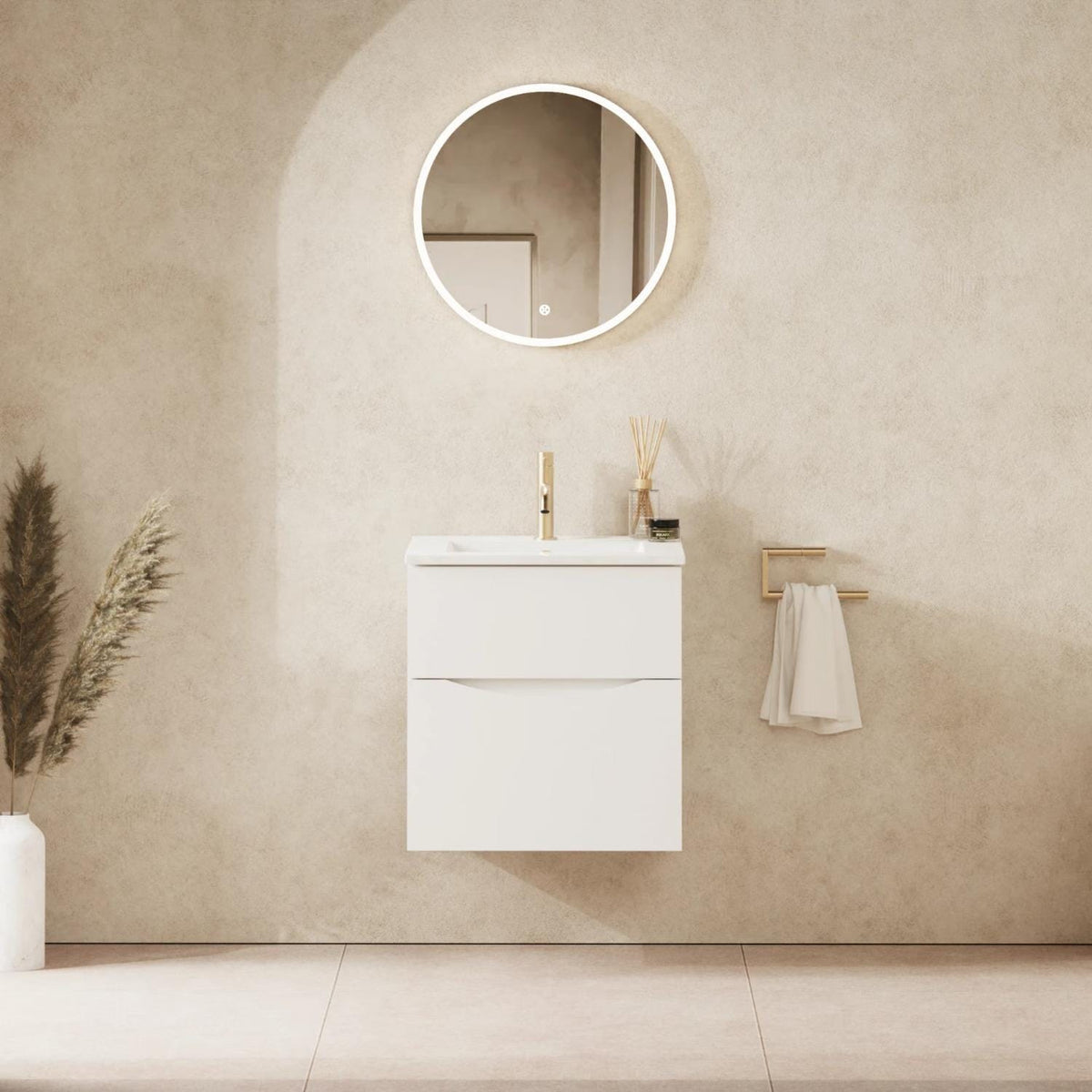 Crosswater Wall Mounted Vanity Unit 500mm / White Gloss Crosswater Glide II Wall Mounted Two Drawer Vanity Unit with Basin