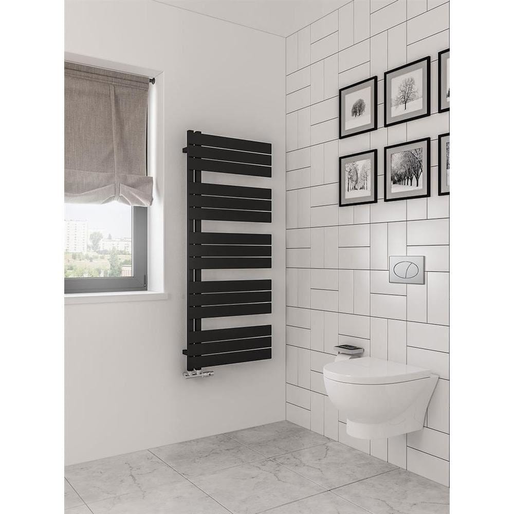 Eastbrook Designer Towel Rail 1400 x 600 / Central Heating Eastbrook Helmsley Straight Vertical Designer Towel Rail in Matt Black