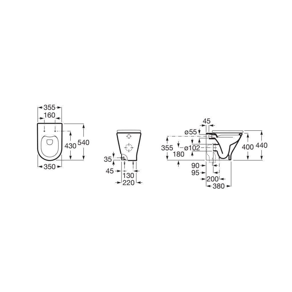 Roca Back To Wall Toilet Roca The Gap Round Back to Wall Rimless Toilet with Soft Close Seat