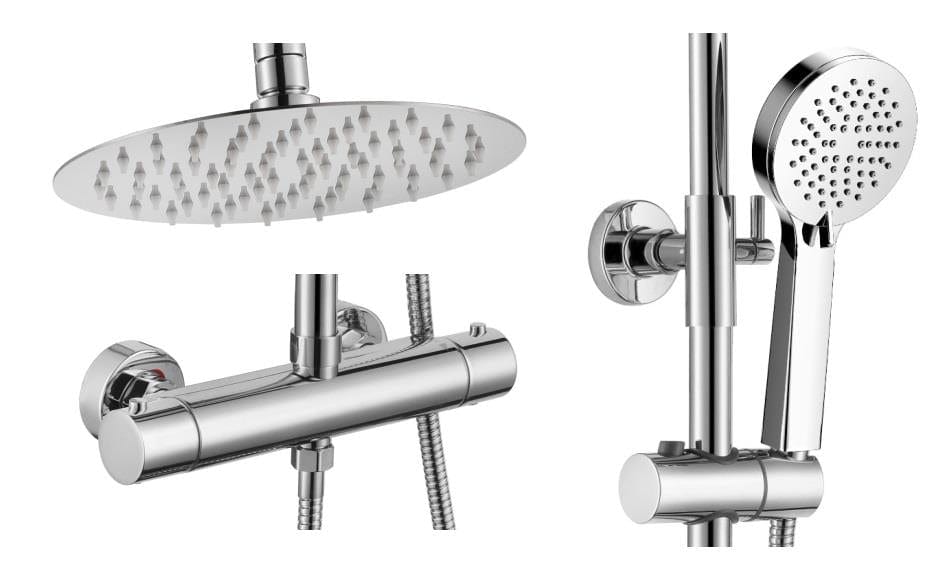 Aquarius Exposed Shower Set Aquarius RainLux Cool Touch Adjustable Round Exposed Shower Valve and Kit