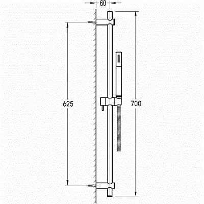 Imex Shower Riser Rail Imex Levo Riser Rail Kit with Single Function Shower Handset and Hose in Chrome