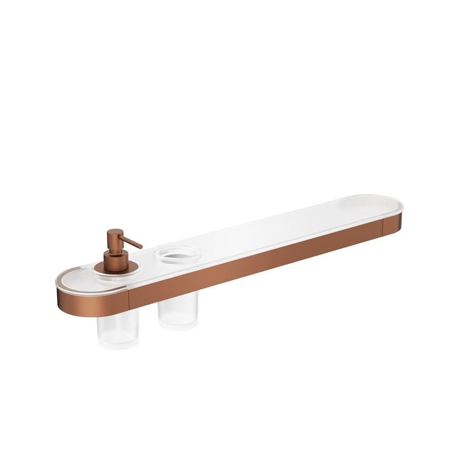 Crosswater Shelf Brushed Bronze Crosswater Velo Shelf, Soap Dispenser and Tumbler Holder