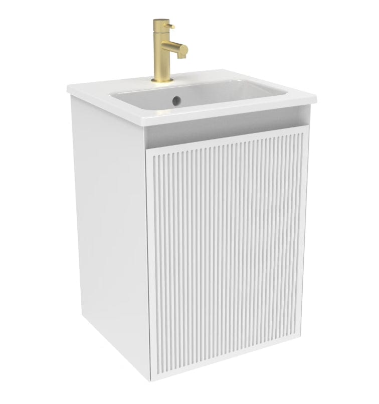 Saneux Wall Mounted Vanity Unit Matte White / 1 Hole Saneux Monument Vanity Unit With Basin - 400 x 360mm - One Door - Wall Mounted