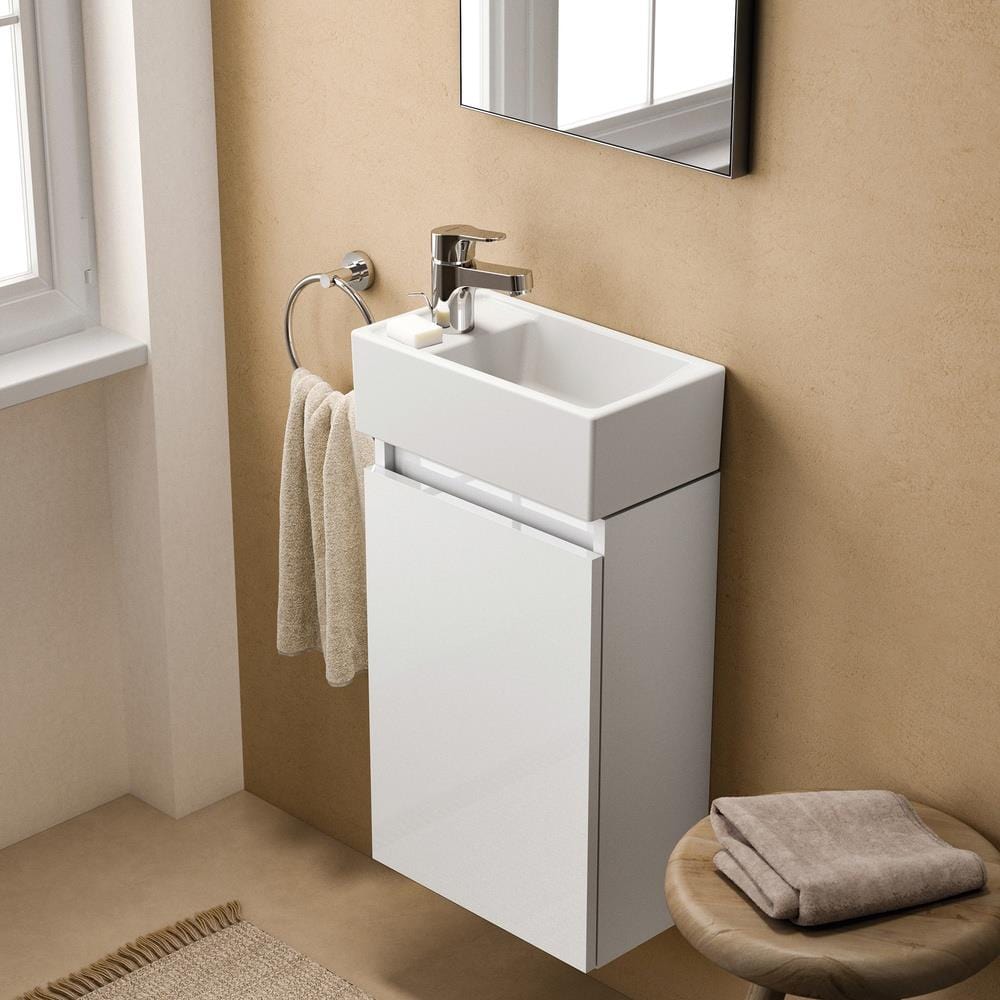 Ideal Standard Wall Mounted Vanity Unit Ideal Standard Eurovit + 350mm Wall Mounted Cloakroom Vanity Unit with 1 Tap Hole Basin