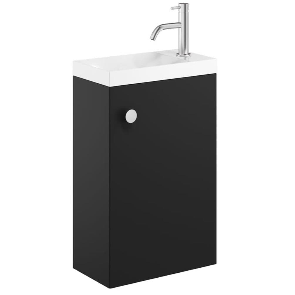 Crosswater Cloakroom Vanity Unit Matt Black Crosswater Alo Cloakroom Single Door Wall Mounted 400 x 220mm Vanity Unit with Basin