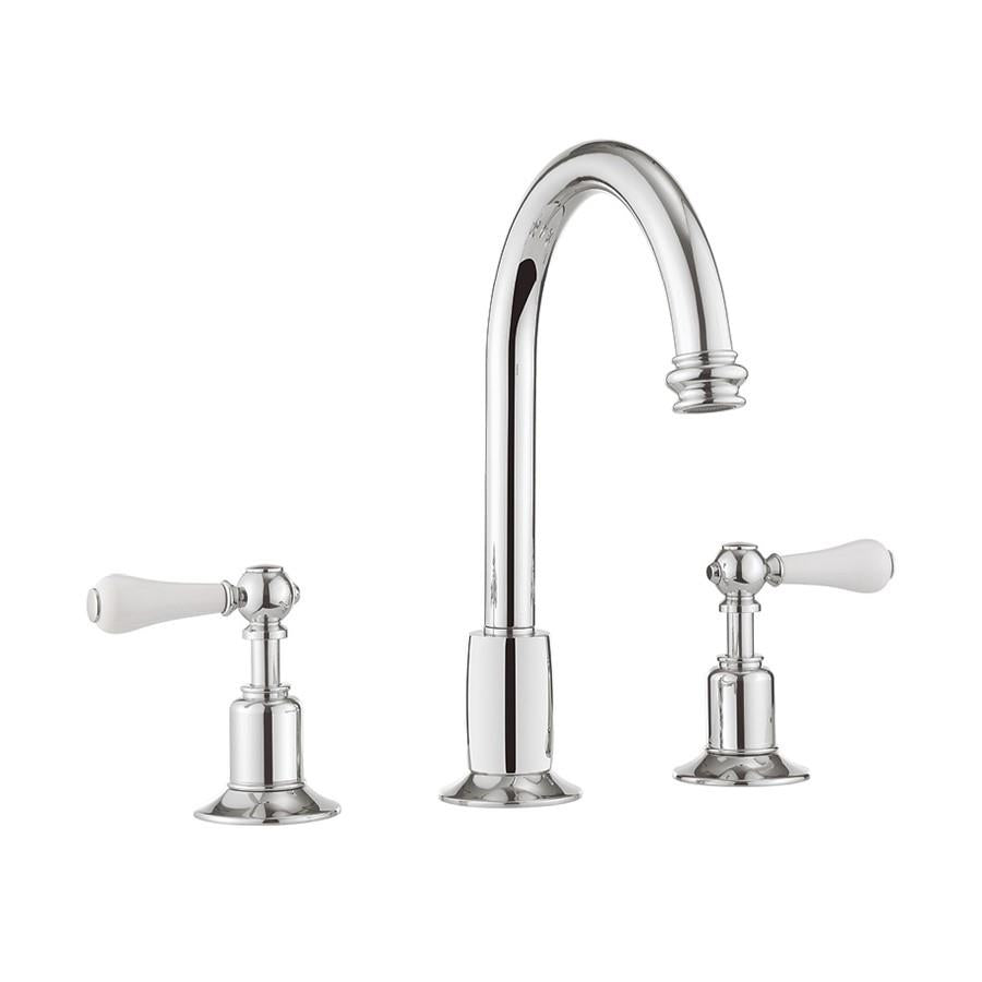 Crosswater Belgravia Lever 3 Hole Basin Mixer Curved Tap with Pop-Up Waste in Chrome