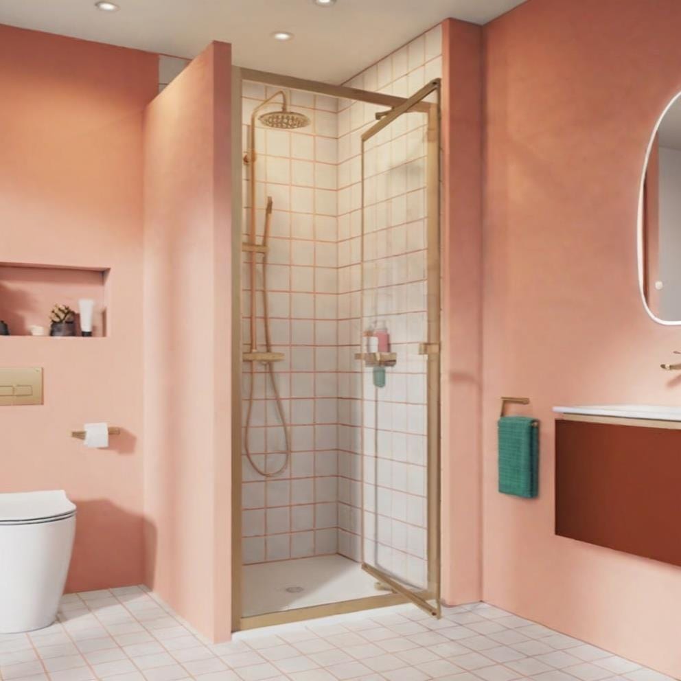 Crosswater In-Fold Shower Door Brushed Brass / 900mm Crosswater Clear 6 Infold Shower Door