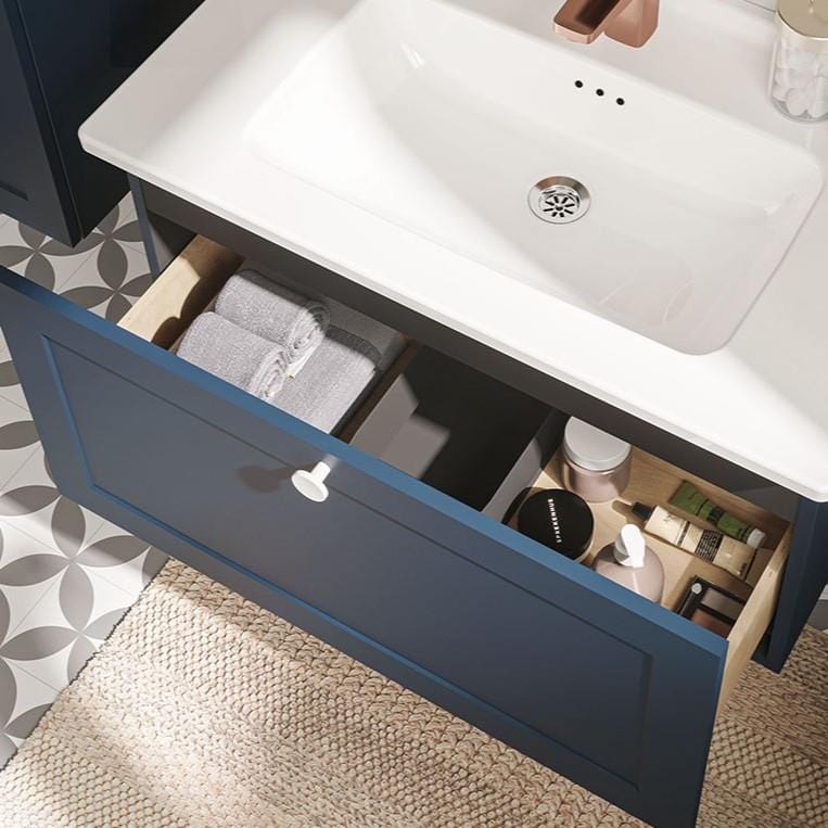 VitrA Wall Mounted Vanity Unit VitrA Root Classic Wall Mounted 2 Drawer 600mm Vanity Unit with One Tap Hole Basin