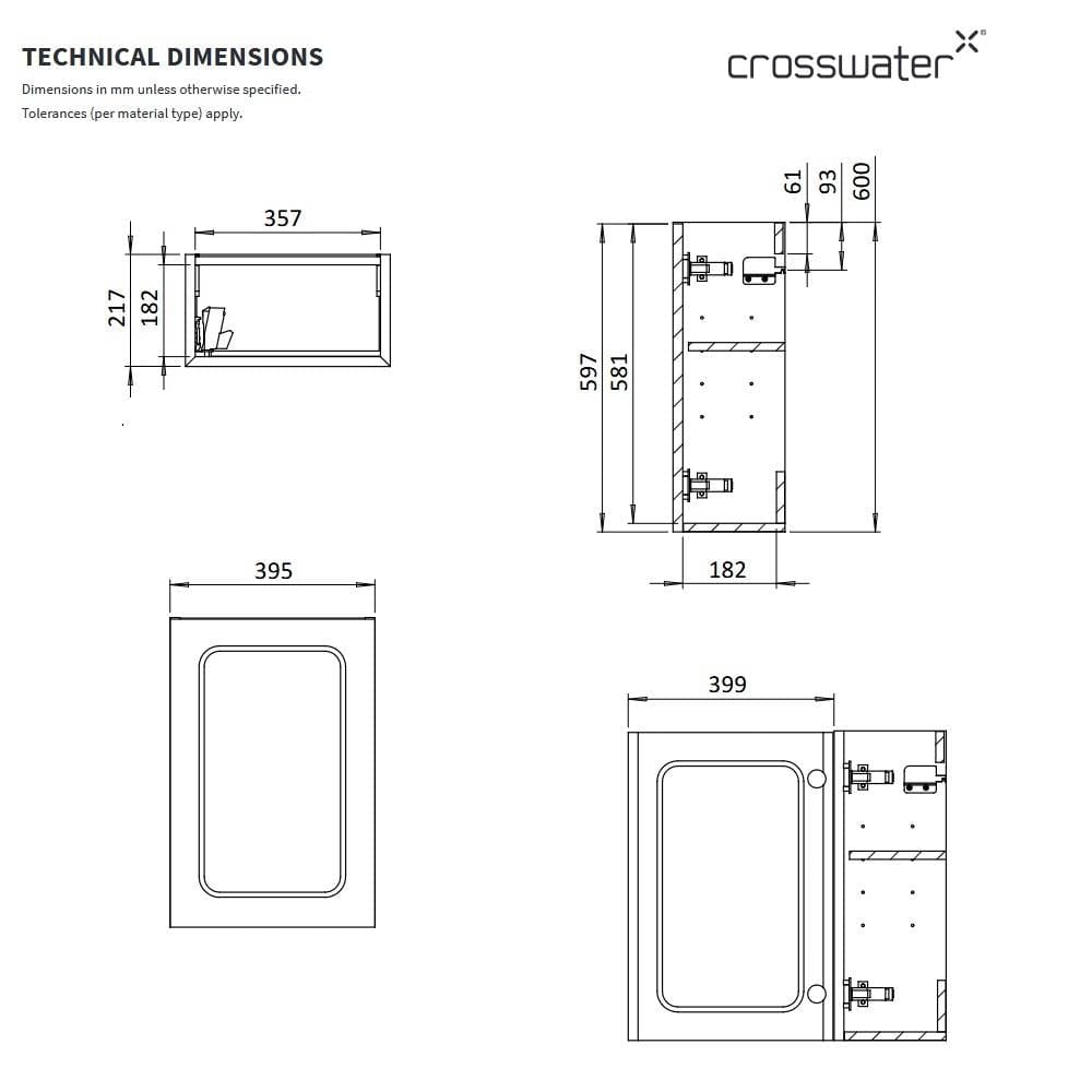 Crosswater Cloakroom Vanity Unit Crosswater Alo Cloakroom Single Door Wall Mounted 400 x 220mm Vanity Unit with Basin