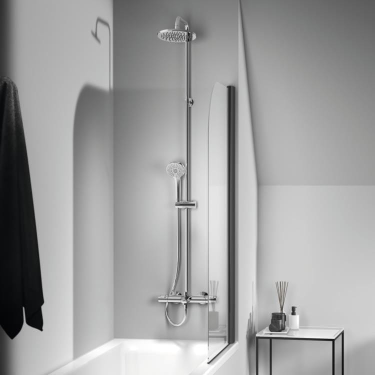 Ideal Standard Exposed Shower Set Ideal Standard Ceratherm T25 Exposed Thermostatic Bath Shower System with Idealrain Showerhead, 3 Function Handset and Idealflex Hose in Chrome