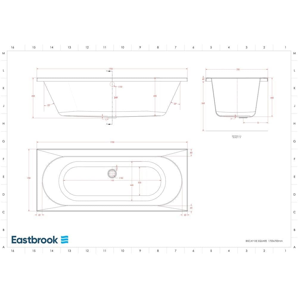 Eastbrook Double Ended Bath 1800 x 800 / 5mm Eastbrook Biscay Double Ended Straight Edge Bath