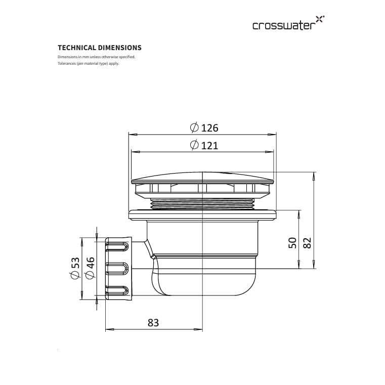 Crosswater Shower Tray Waste Crosswater Hi Flow 90mm Shower Waste