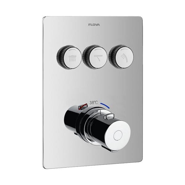 Flova Concealed Shower Valve Flova Annecy 3 Outlet GoClick Finishing Set in Diamond Chrome