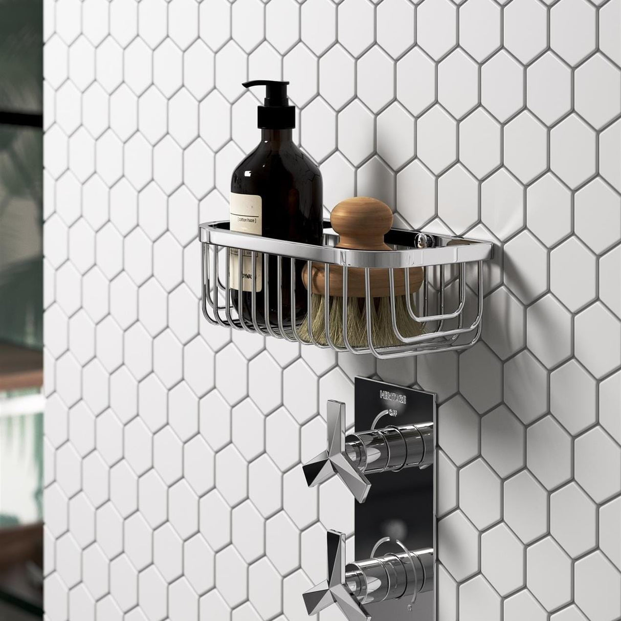 Heritage Basket Chrome Heritage Rectangular Wire Shower Basket