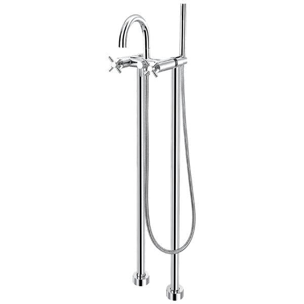 Flova Freestanding Bath Filler Flova XL Floorstanding Bath and Shower Mixer Tap with Shower Kit in Diamond Chrome