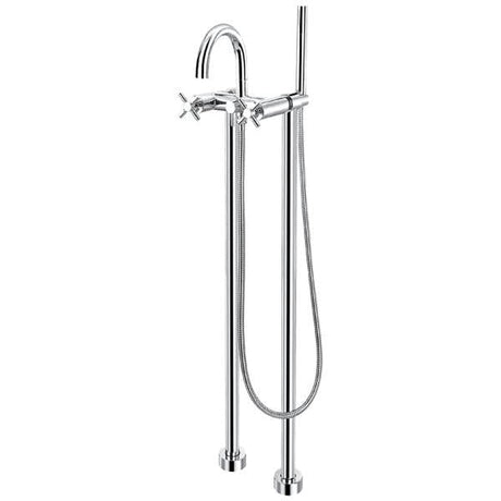 Flova Freestanding Bath Filler Flova XL Floorstanding Bath and Shower Mixer Tap with Shower Kit in Diamond Chrome