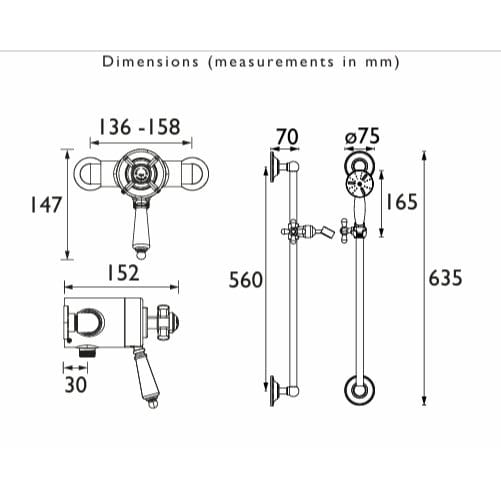 Heritage Exposed Shower Set Heritage Dawlish Exposed Shower Valve with Premium Flexible Riser Kit