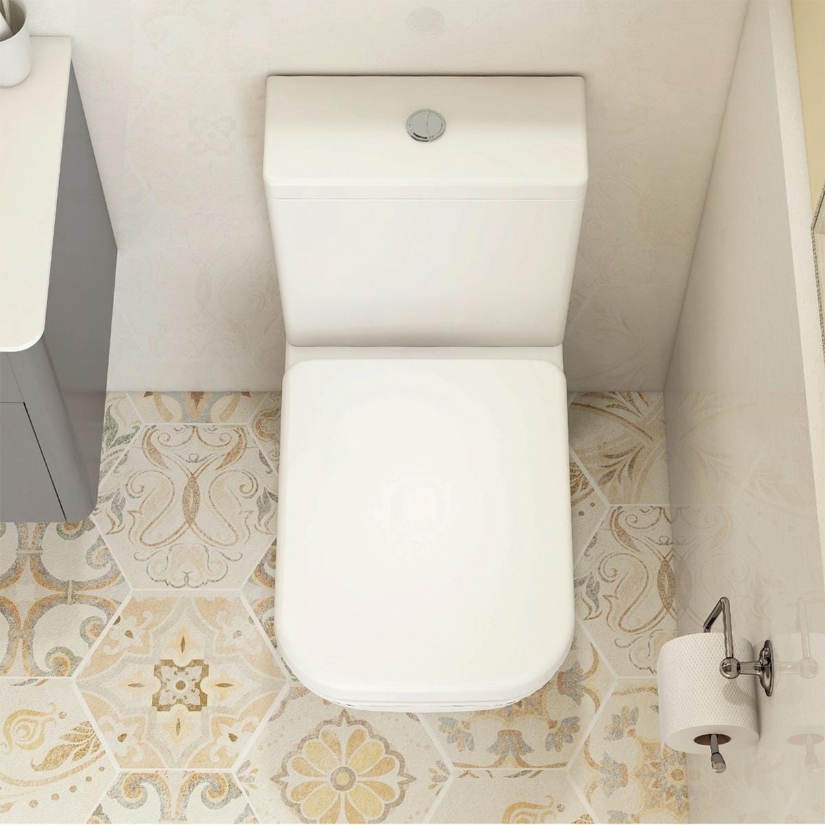 Imex Close Coupled Toilet Imex Suburb Open Back Close Coupled Toilet with Square Cistern and Soft Close Seat in White
