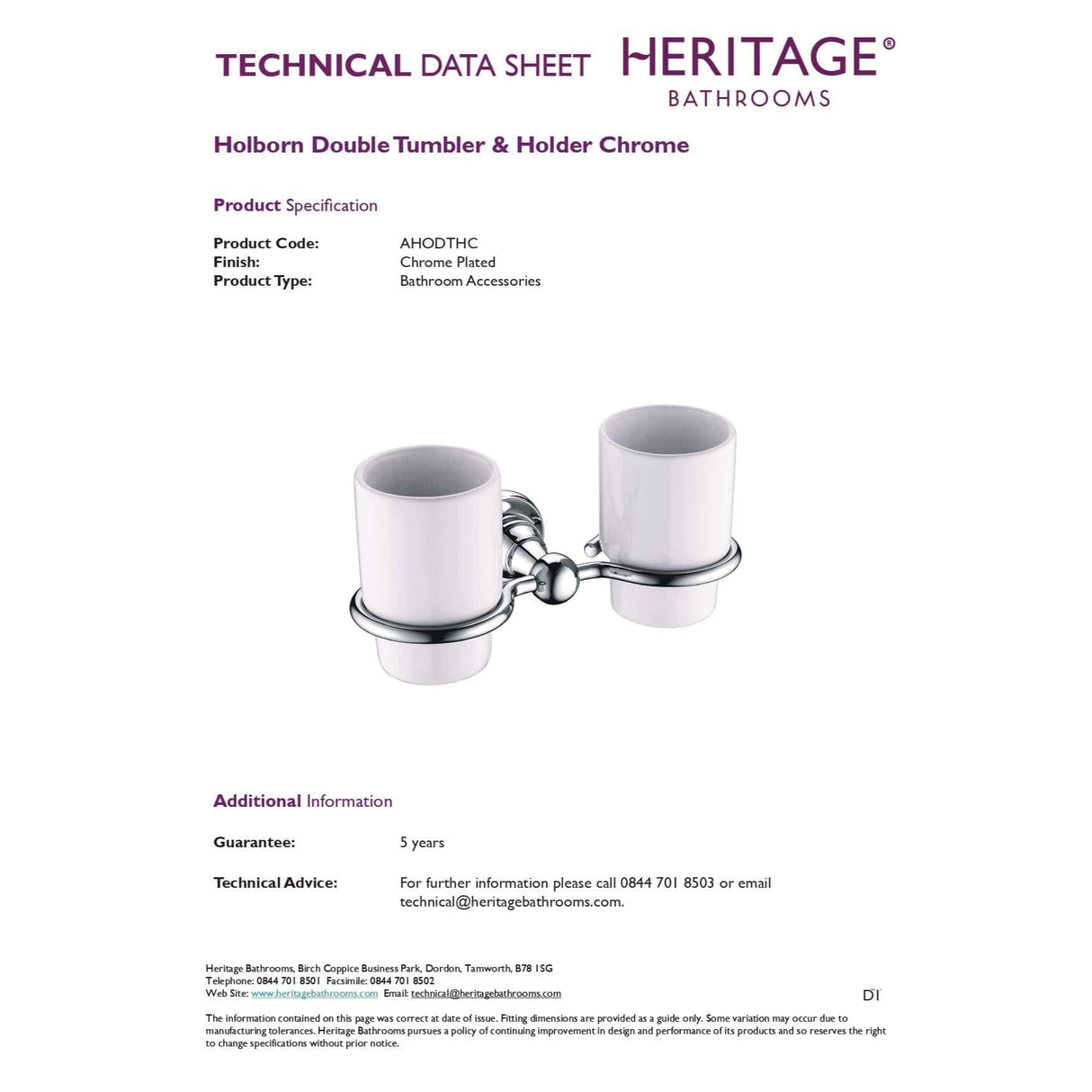 Heritage Toothbrush Holder Heritage Holborn Double Tumbler and Holder