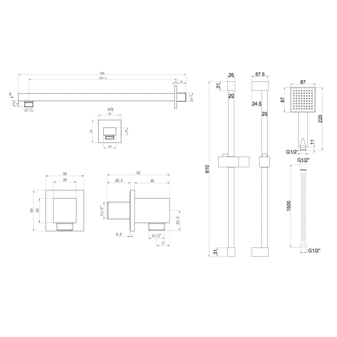 Aquarius Concealed Shower Set Aquarius Modern Square Shower Bundle with Riser