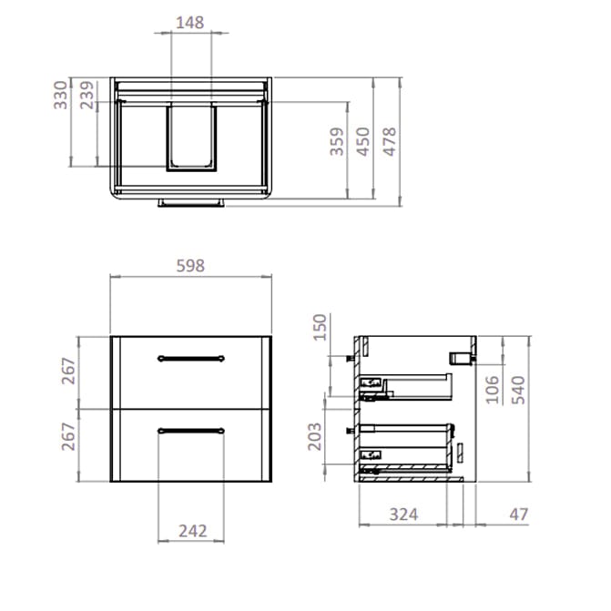 Britton Wall Mounted Vanity Unit Britton Camberwell Wall Mounted 1000mm Vanity Unit with Basin or Worktop
