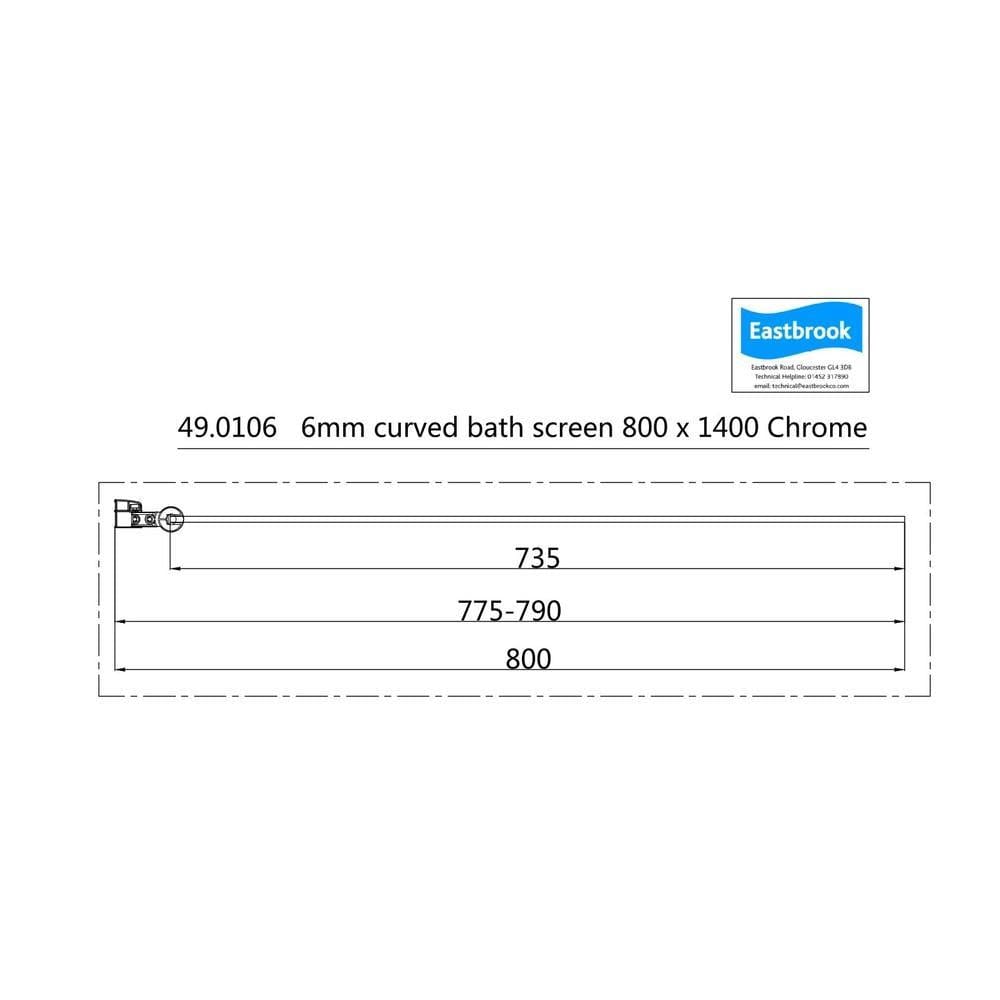 Eastbrook Bath Screen Eastbrook Radius Bath Screen