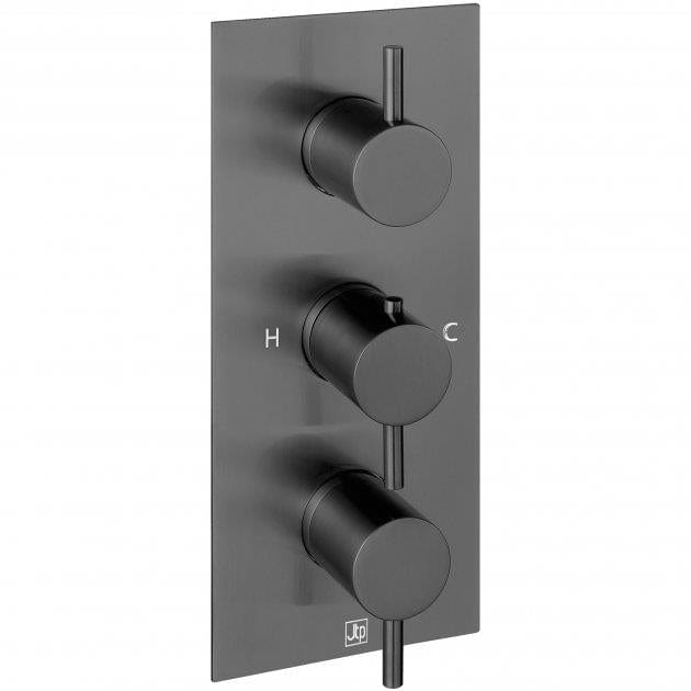 JTP Concealed Shower Set Brushed Black JTP VOS 3 Outlet, 3 Handle, Concealed Thermostatic Shower Valve
