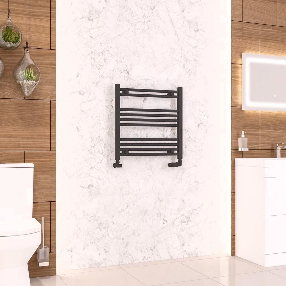 Eastbrook Ladder Rails 600 x 600 / Electric Only Eastbrook Wendover Straight Vertical Heated Towel Rail in Matt Black