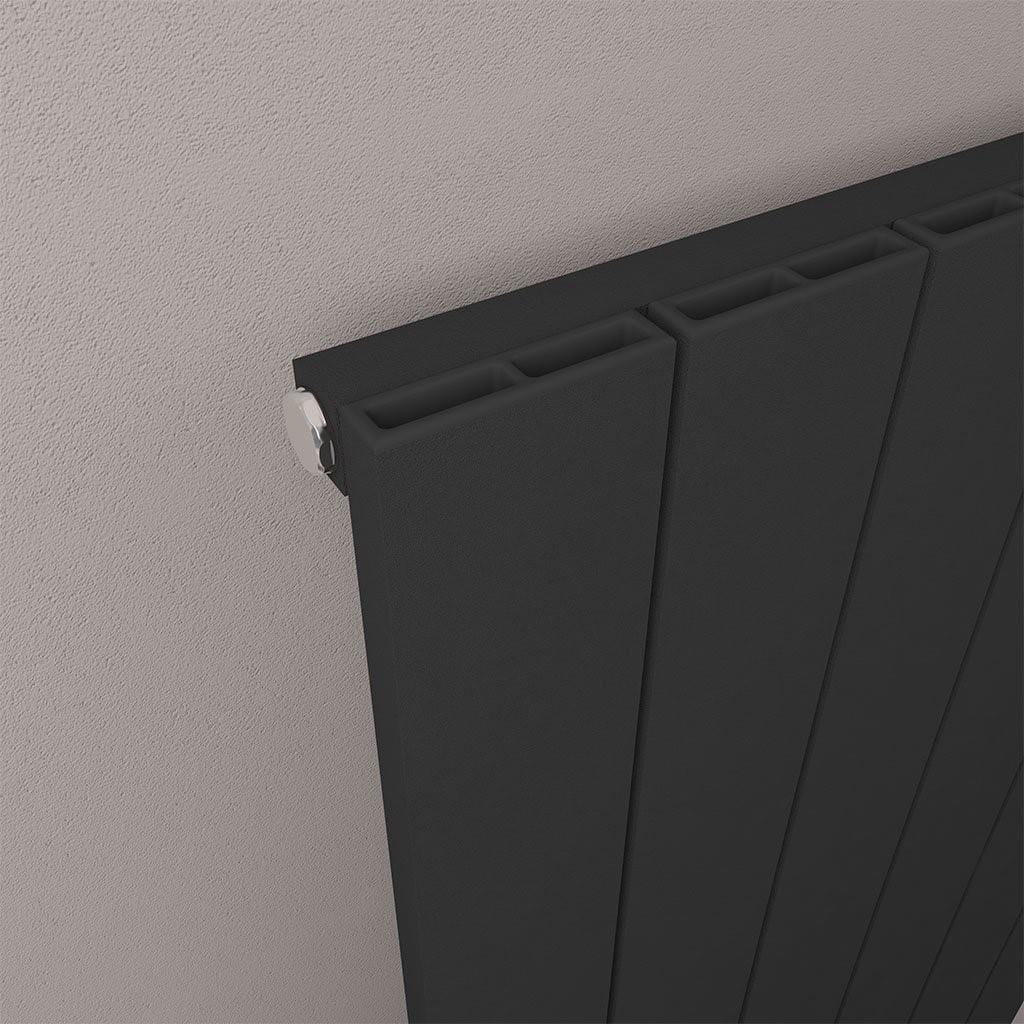 Eastbrook Panel Radiator Eastbrook Rosano Straight Vertical Aluminium Radiator in Matt Black