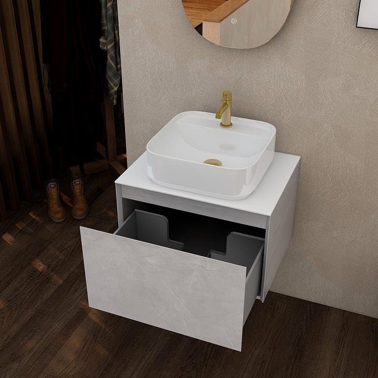 Aquarius Wall Mounted Vanity Unit Aquarius JF-Series 600mm Single Drawer Vanity Unit with Countertop