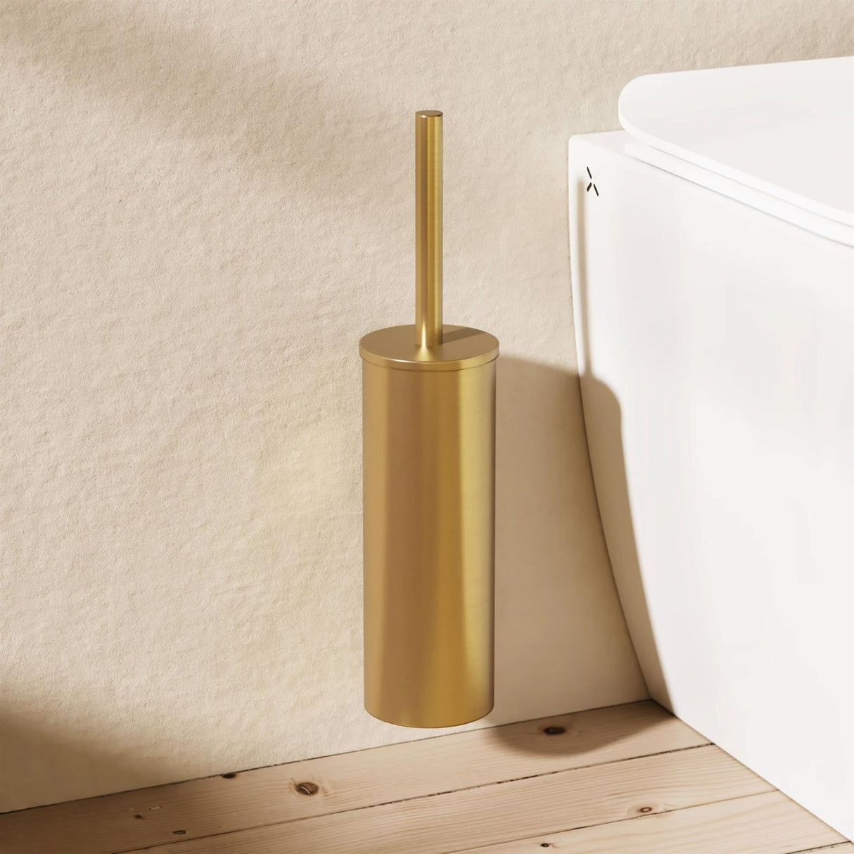 Crosswater Toilet Brush Holder Brushed Brass Crosswater MPRO Wall Mounted Toilet Brush Set