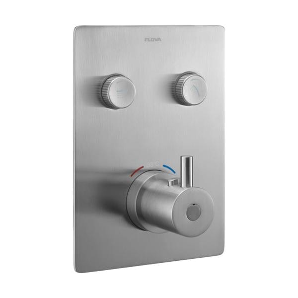 Flova Concealed Shower Valve Brushed Nickel Flova Levo Square 2 Outlet GoClick Finishing Set